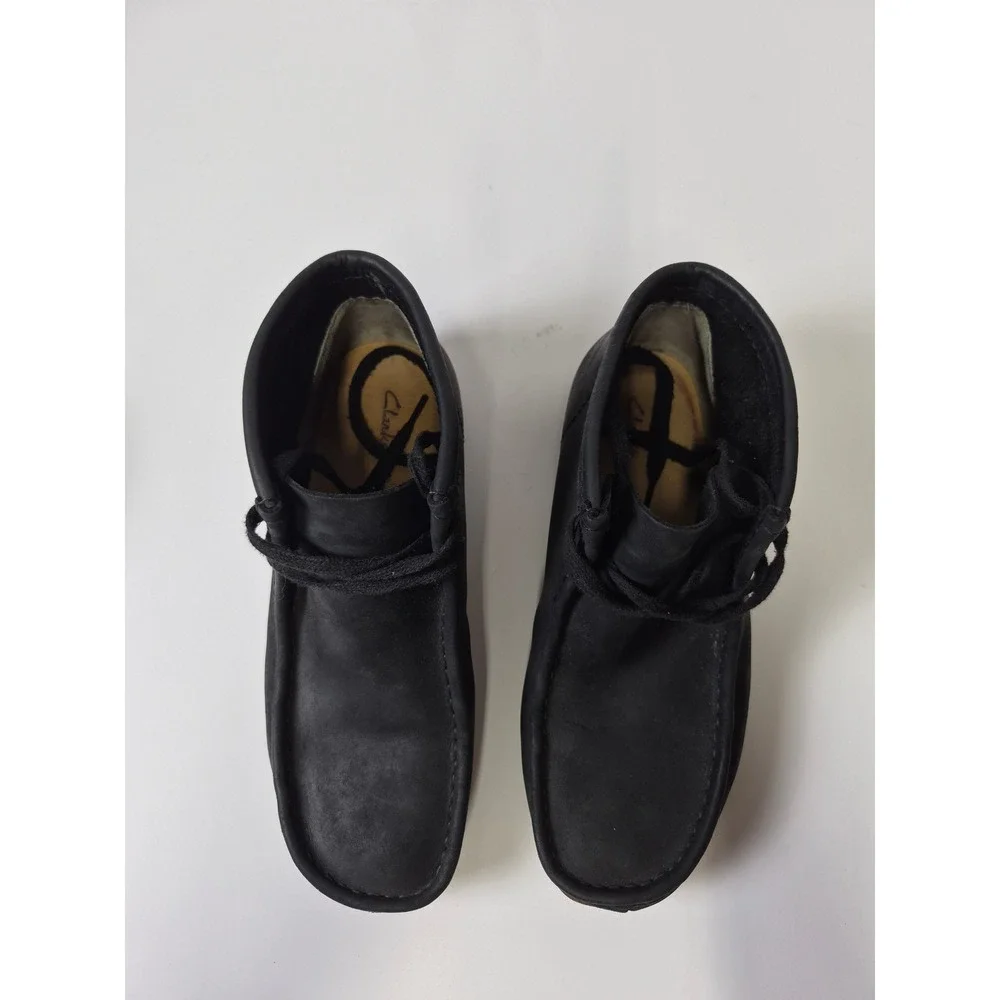 Clarks Wallabee Boots Black Leather Moccasin Lace Up Mens 8 261297667070
